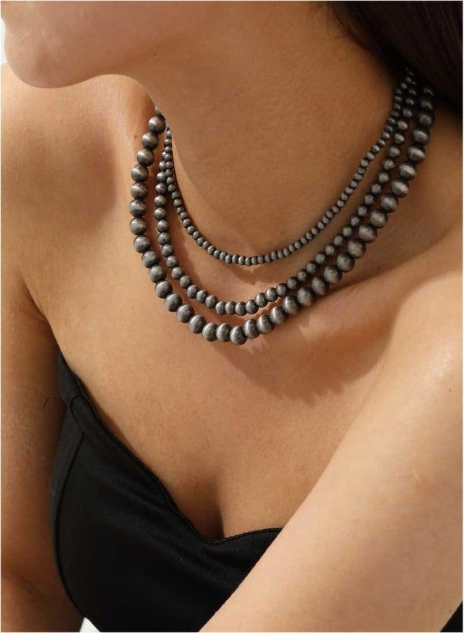 GAOKOXI Navajo Pearl Bow Necklace Western Beaded Layered Pendant Necklace for Women Cowgirl Trendy Jewelry Christmas - Image 2